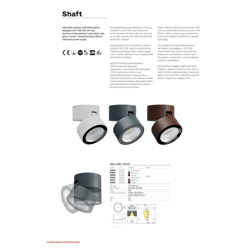 Redo 90628 - LED vonkajšie bodové svietidlo SHAFT LED/13W/230V 3000K Ø 9 cm IP65 hnedé