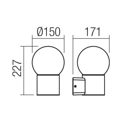 Redo 90640 - Vonkajšie nástenné svietidlo BULK 1xE27/28W/230V IP44 antracit
