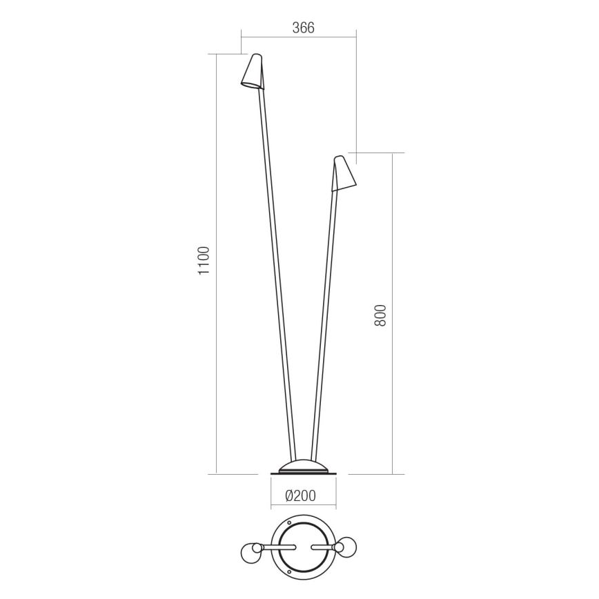 Redo 90712 - LED vonkajšia lampa NIVALIS 2xLED/6,9W/230V 3000K 110 cm IP65 hnedá