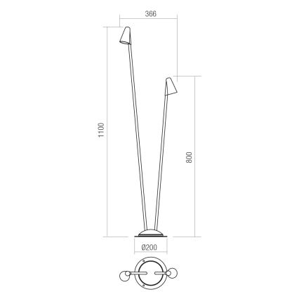 Redo 90713 - LED vonkajšia lampa NIVALIS 2xLED/6,9W/230V 3000K 110 cm IP65 zelená