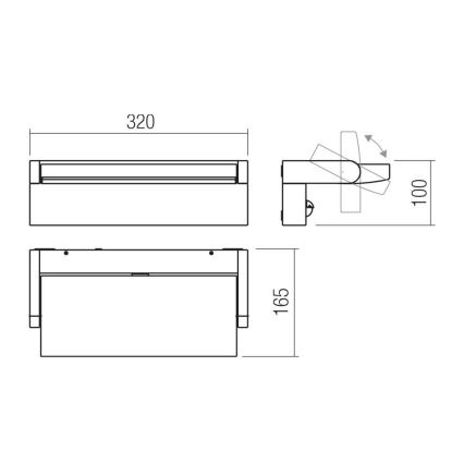 Redo 90715 - LED vonkajšie nástenné svietidlo FLIP LED/40W/230V 3000/4000/5000K CRI 90 IP54 antracit