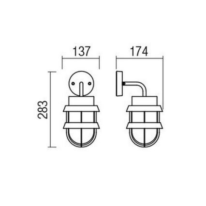 Redo 9498 - Vonkajšia nástenná lampa CLAUT 1xE27/42W/230V IP44 antracit
