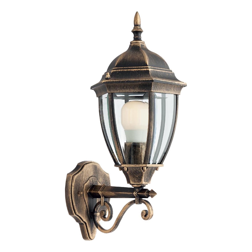 Redo 9604 - Vonkajšia nástenná lampa SEVILLA 1xE27/42W/230V IP44 zlatá/patina