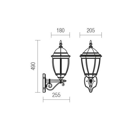 Redo 9604 - Vonkajšia nástenná lampa SEVILLA 1xE27/42W/230V IP44 zlatá/patina