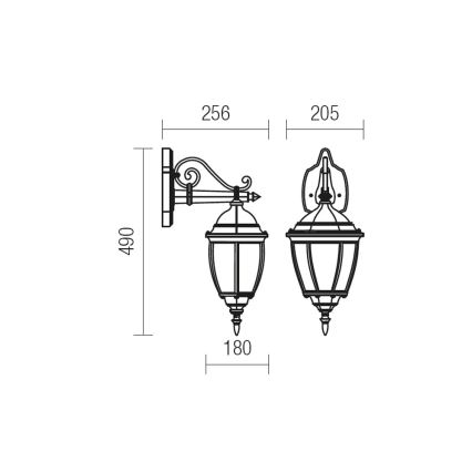 Redo 9605 - Vonkajšia nástenná lampa SEVILLA 1xE27/42W/230V IP44 zlatá/patina