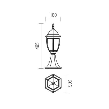 Redo 9606 - Vonkajšia lampa SEVILLA 1xE27/42W/230V IP44 zlatá/patina