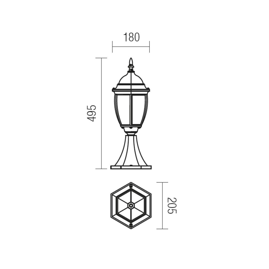 Redo 9606 - Vonkajšia lampa SEVILLA 1xE27/42W/230V IP44 zlatá/patina
