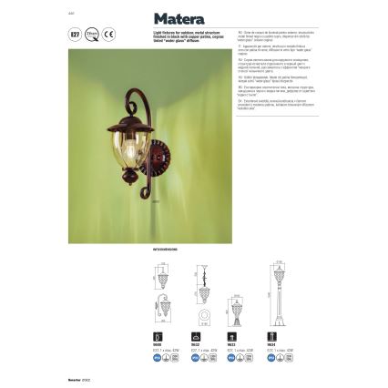 Redo 9634 - Vonkajšia lampa MATERA 1xE27/42W/230V IP33