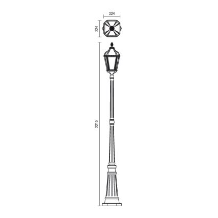 Redo 9662 - Vonkajšia lampa ESSEN 1xE27/70W/230V 221,5 cm IP44 hnedá/patina