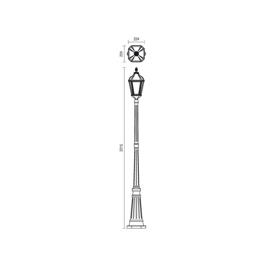 Redo 9662 - Vonkajšia lampa ESSEN 1xE27/70W/230V 221,5 cm IP44 hnedá/patina