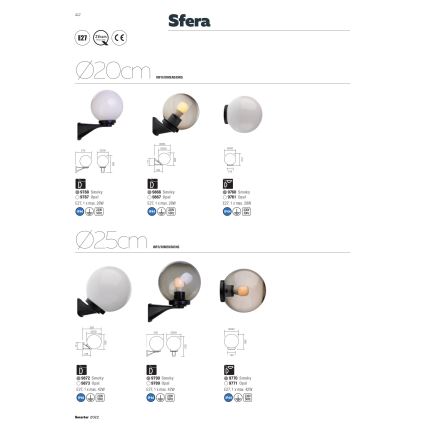 Redo 9770 - Náhradné tienidlo k vonkajšiemu svietidlu SFERA pr. 25 cm IP44 hnedá