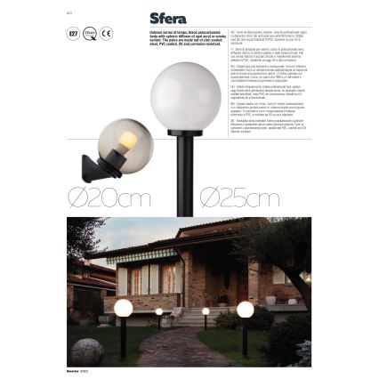 Redo 9775 - Vonkajšia lampa SFERA 1xE27/42W/230V IP44 25x38cm biela