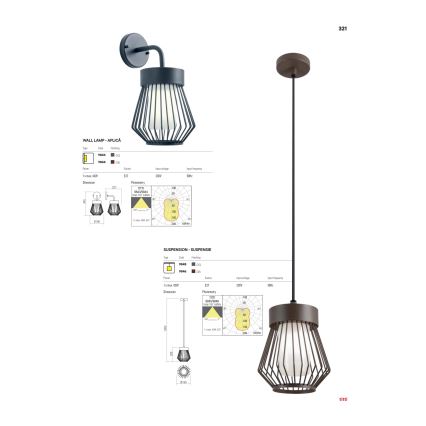 Redo 9843 - Vonkajšia nástenná lampa TITTI 1xE27/42W/230V IP44 antracit