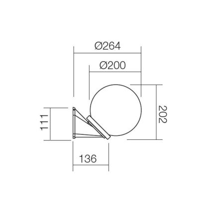 Redo 9866 - Vonkajšie nástenné svietidlo SFERA 1xE27/28W/230V IP44