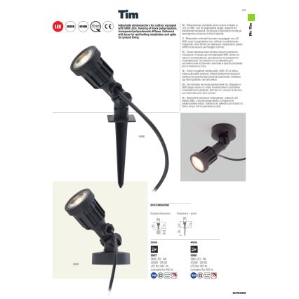 Redo 9997 - LED Vonkajšia lampa TIM LED/5W/230V 3000K IP65