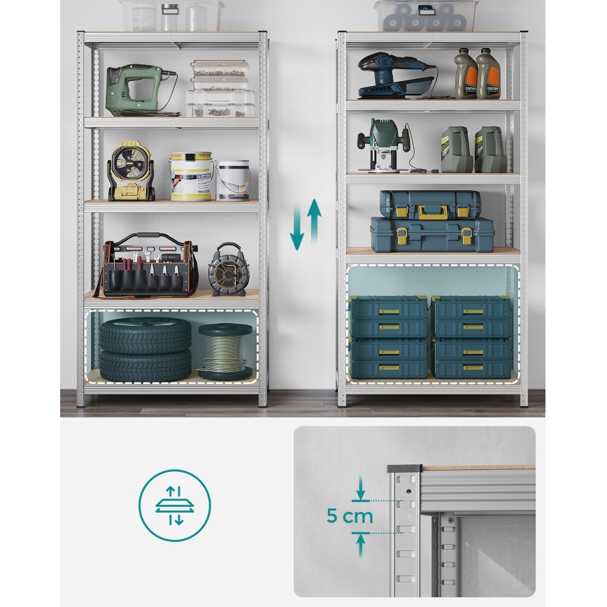 Regál ORDIFY strieborný