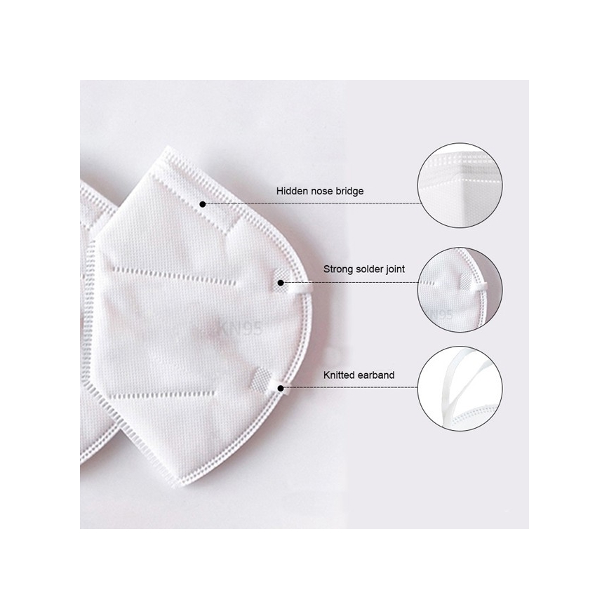 Respirátor 5 vrstiev s výdychovým ventilom triedy KN95 (FFP2), uhlíkové vlákno