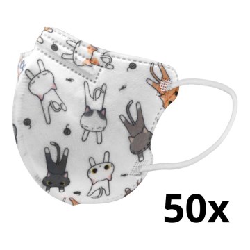 Respirátor detská veľkosť FFP2 Kids NR CE 0370 Mačky biely 50ks