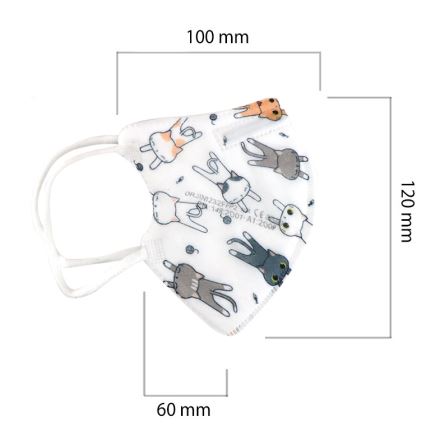 Respirátor detská veľkosť FFP2 Kids NR CE 0370 Mačky biely 50ks