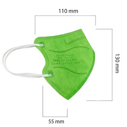 Respirátor detská veľkosť FFP2 Kids NR CE 0370 zelený 100ks