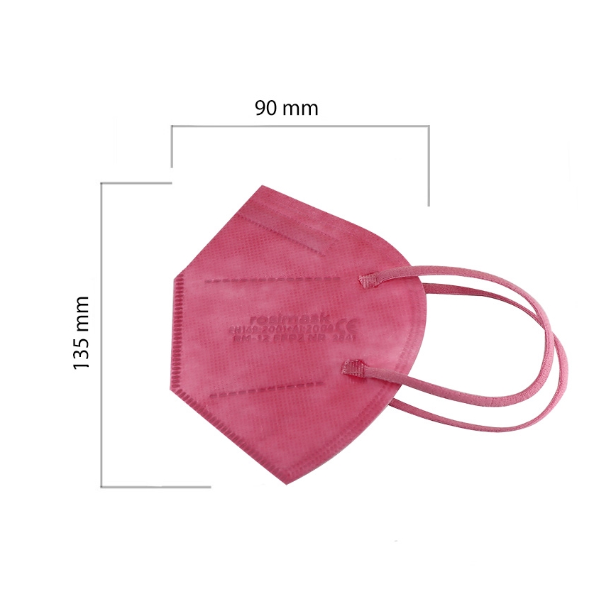 Respirátor detská veľkosť FFP2 ROSIMASK MR-12 NR ružový 100ks