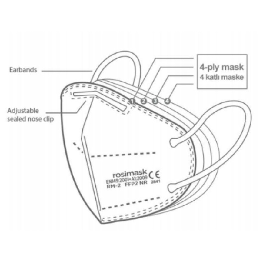 Respirátor detská veľkosť FFP2 ROSIMASK MR-12 NR žltý 100ks