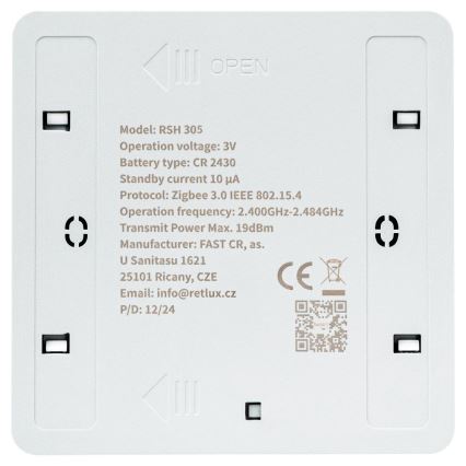 Inteligentný 4-tlačidlový vypínač 1xCR2430 biely