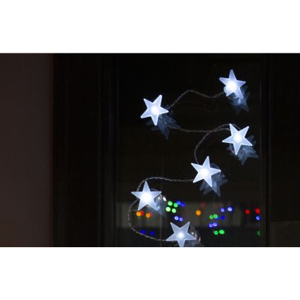 LED Dekoratívny reťazec s prisávačkami 10xLED/2xAA 1,8 m studená biela