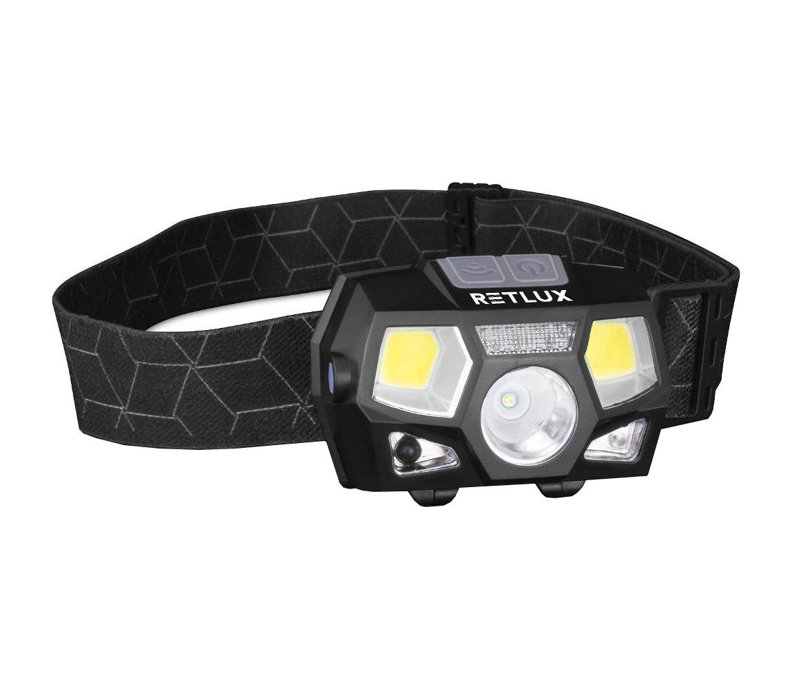 - LED dobíjateľná čelovka so snímačom LED/3W/900 mAh IP44 čierna 50006220