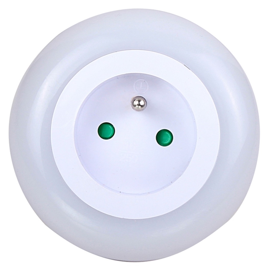 LED Orientačné svietidlo so súmrakovým senzorom a zásuvkou LED/0,6W/230V