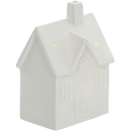 LED Porcelánová dekorácia LED/3xLR44/teplá biela domček biela