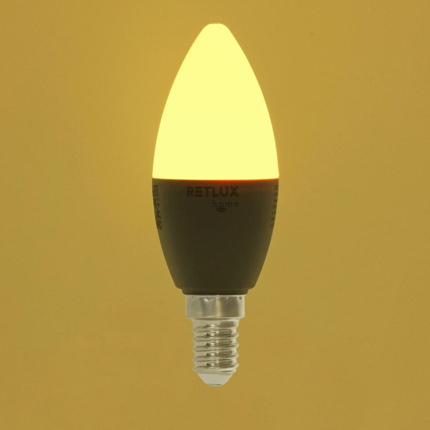 LED RGBW Stmievateľná žiarovka C37 E14/4,5W/230V 2700-6500K Wi-Fi Tuya