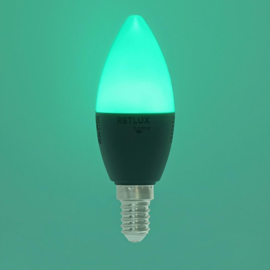 LED RGBW Stmievateľná žiarovka C37 E14/4,5W/230V 2700-6500K Wi-Fi Tuya