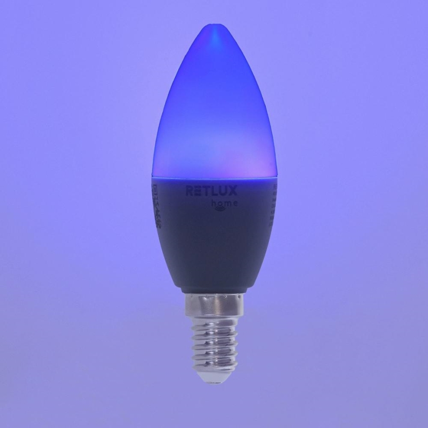 LED RGBW Stmievateľná žiarovka C37 E14/4,5W/230V 2700-6500K Wi-Fi Tuya