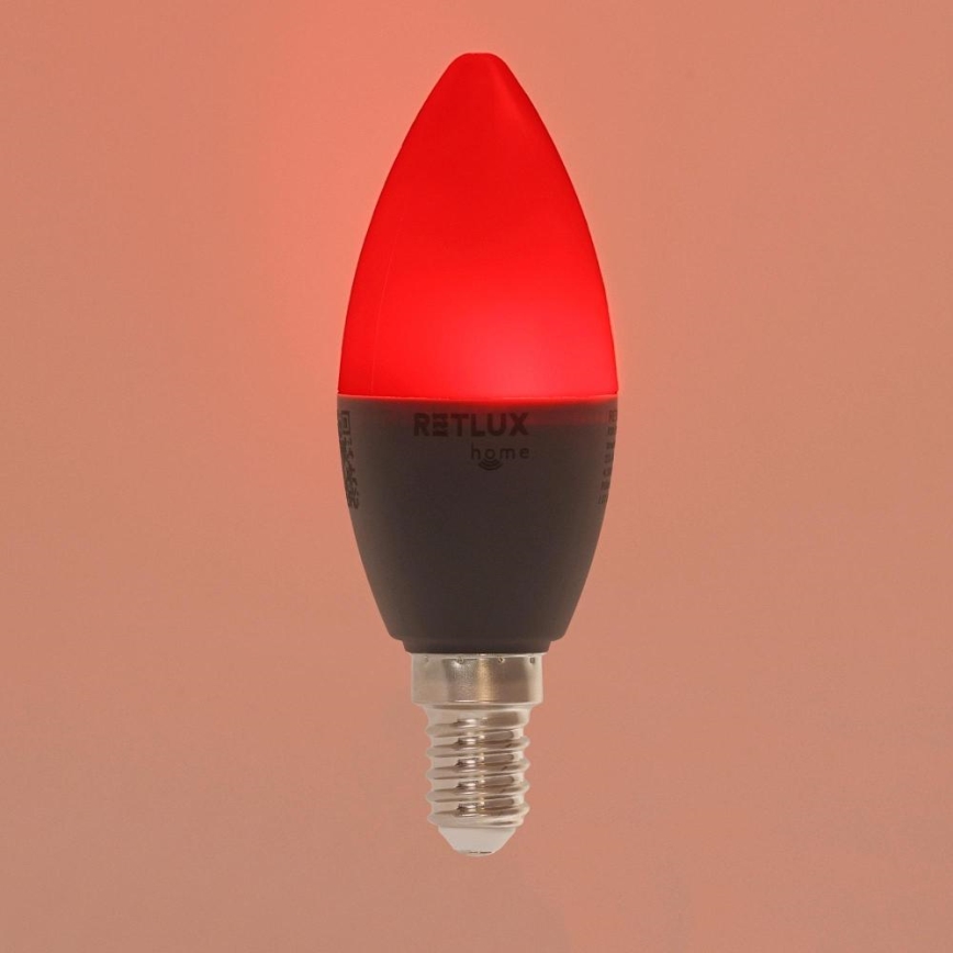 LED RGBW Stmievateľná žiarovka C37 E14/4,5W/230V 2700-6500K Wi-Fi Tuya