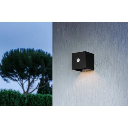 solárne LED nástenné svietidlo so senzorom LED/1W/3,7V 1200 mAh IP44 čierne