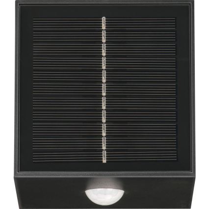 solárne LED nástenné svietidlo so senzorom LED/1W/3,7V 1200 mAh IP44 čierne