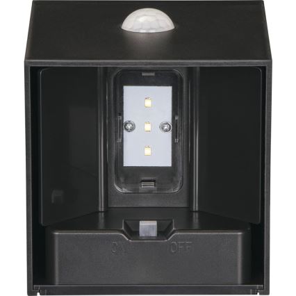 solárne LED nástenné svietidlo so senzorom LED/1W/3,7V 1200 mAh IP44 čierne