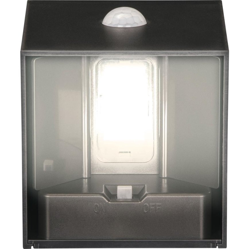 solárne LED nástenné svietidlo so senzorom LED/1W/3,7V 1200 mAh IP44 čierne