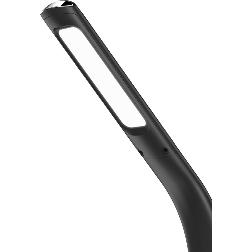 LED Stmievateľná stolná lampa s bezdrôtovým nabíjaním Qi 5W a displejom LED/6W/230V/1xCR2032 3000/4000/6000K čierna