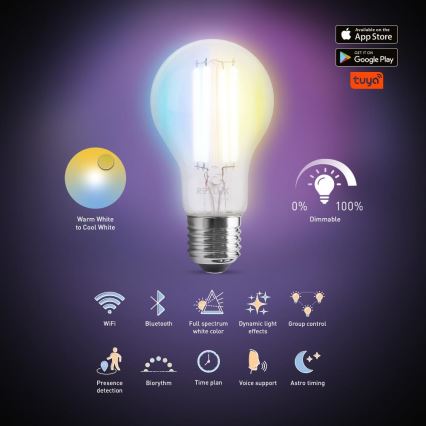 LED Stmievateľná žiarovka FILAMENT A60 E27/7W/230V 2700-6500K Wi-Fi Tuya
