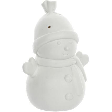 LED Vianočná porcelánová dekorácia LED/3xLR44 snehuliak
