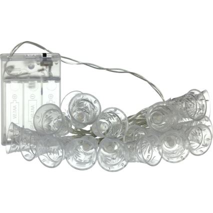 LED Vianočná reťaz 20xLED/3xAA/teplá biela 2,2m zvončeky