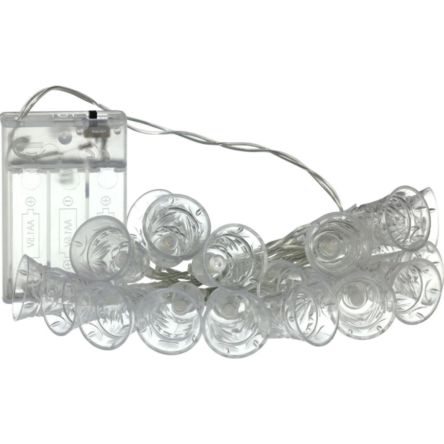LED Vianočná reťaz 20xLED/3xAA/teplá biela 2,2m zvončeky