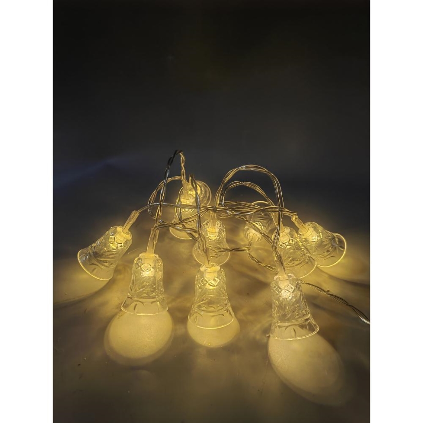 LED Vianočný reťaz 20xLED/3xAA/teplá biela 2,2m zvončeky