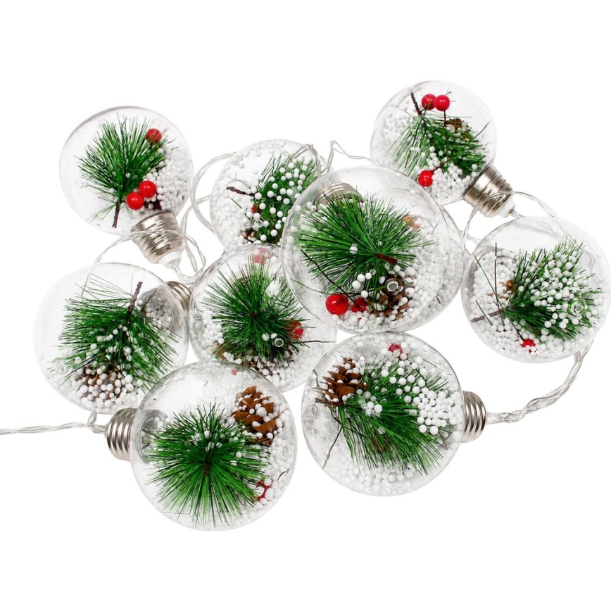 LED vianočný reťaz 10xLED/3xAAA/teplá biela 2,1m gule