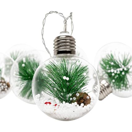 LED vianočný reťaz 10xLED/3xAAA/teplá biela 2,1m gule