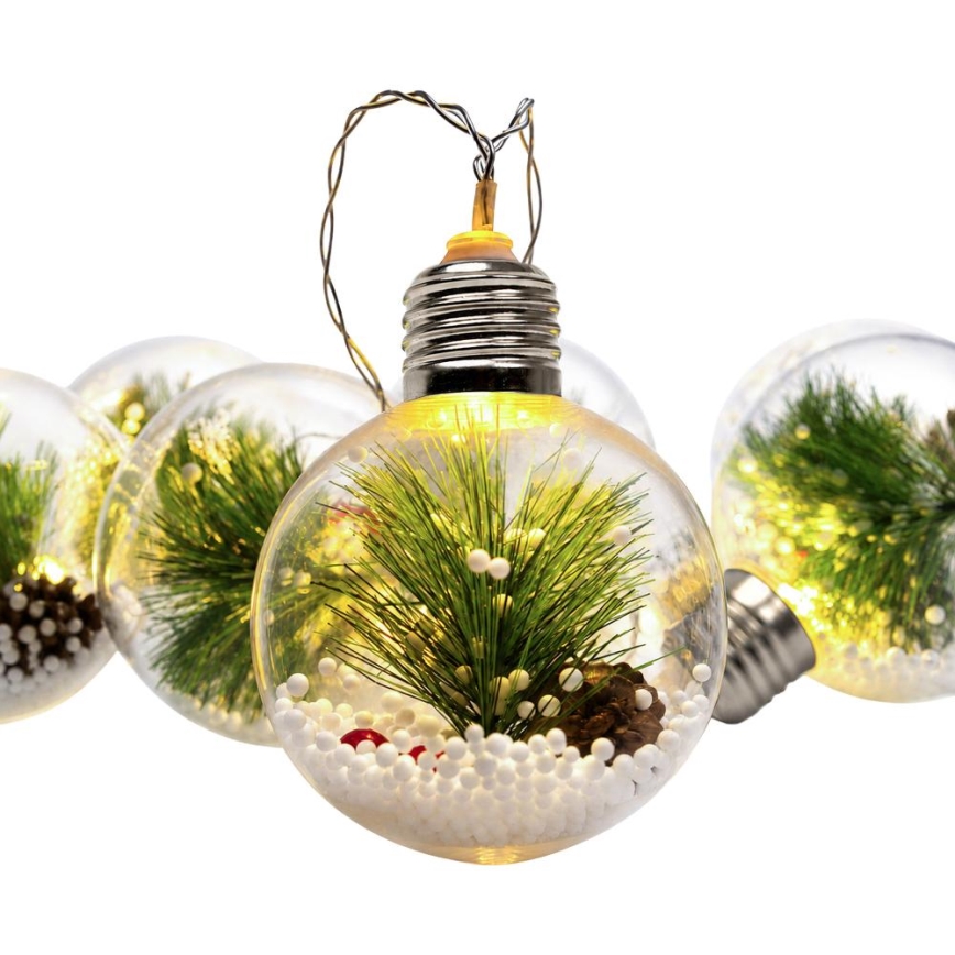 LED vianočný reťaz 10xLED/3xAAA/teplá biela 2,1m gule
