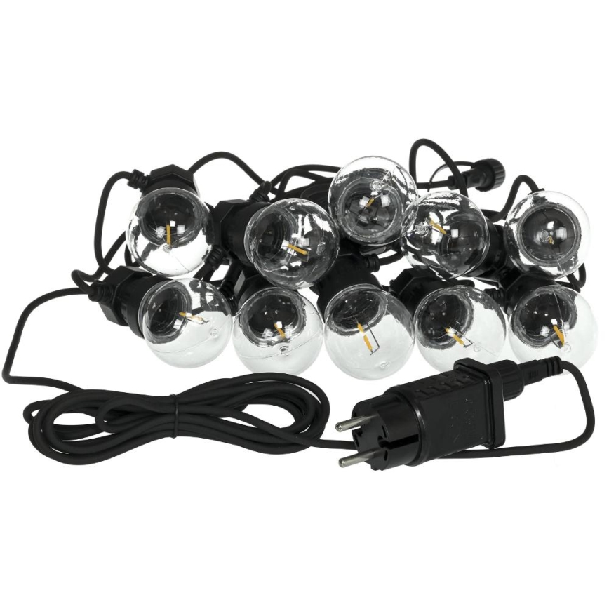 LED Vonkajšia dekoratívna reťaz GIRLANDA G45 10xE27/230V 8m IP44 teplá biela