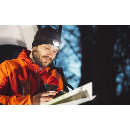 LED Nabíjacia čelovka LED/3W/1200 mAh IP44 čierna